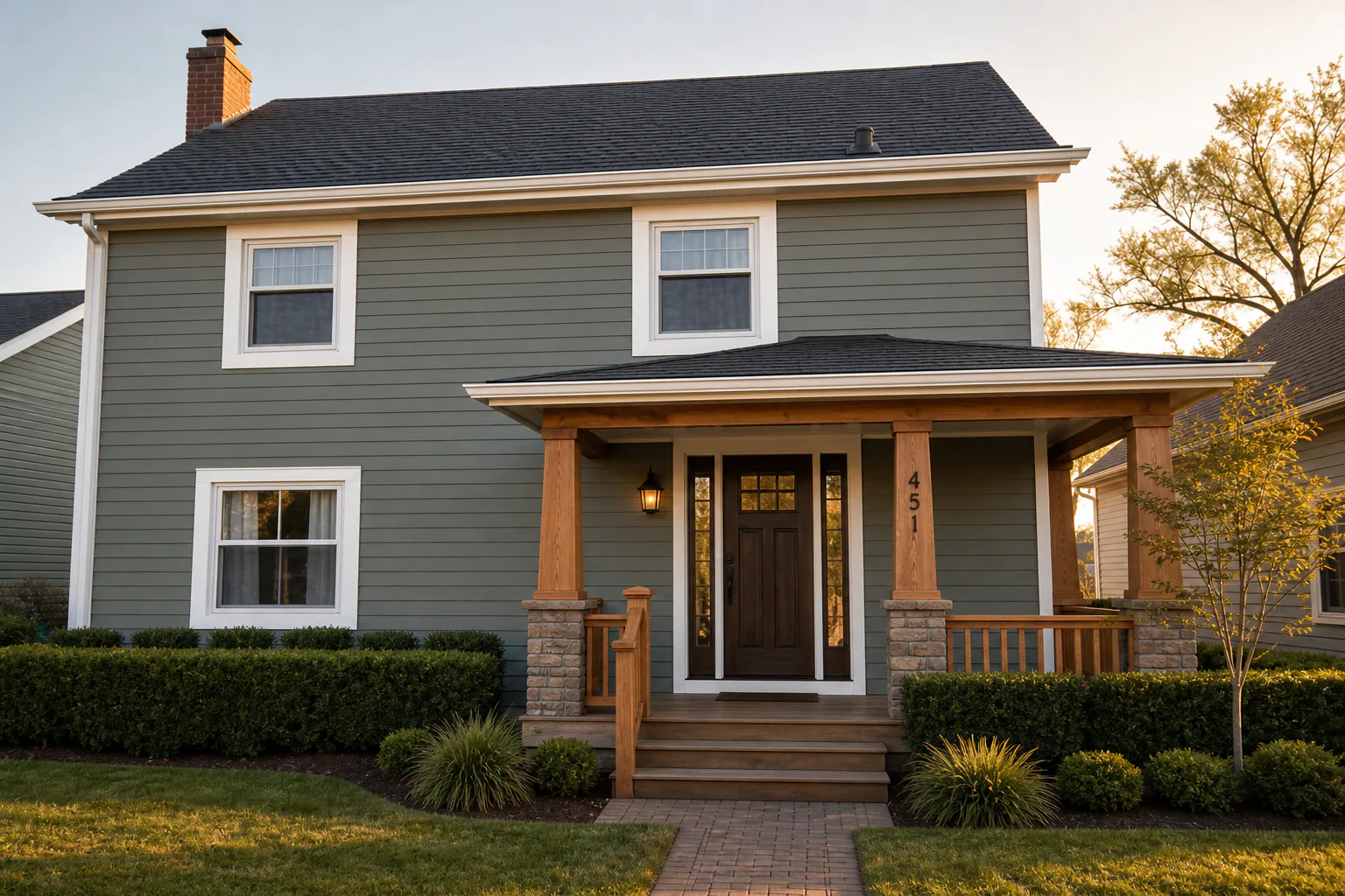 After: Tired front facade, brought back.